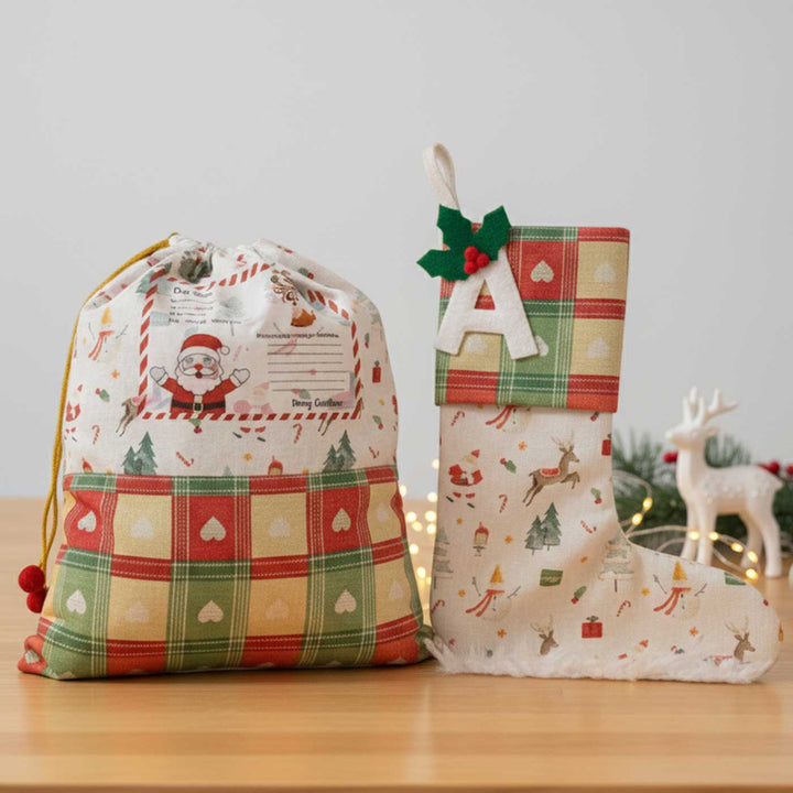 2 Pc | Personalized Dear Santa Christmas Stocking And Gift Sack Combo
