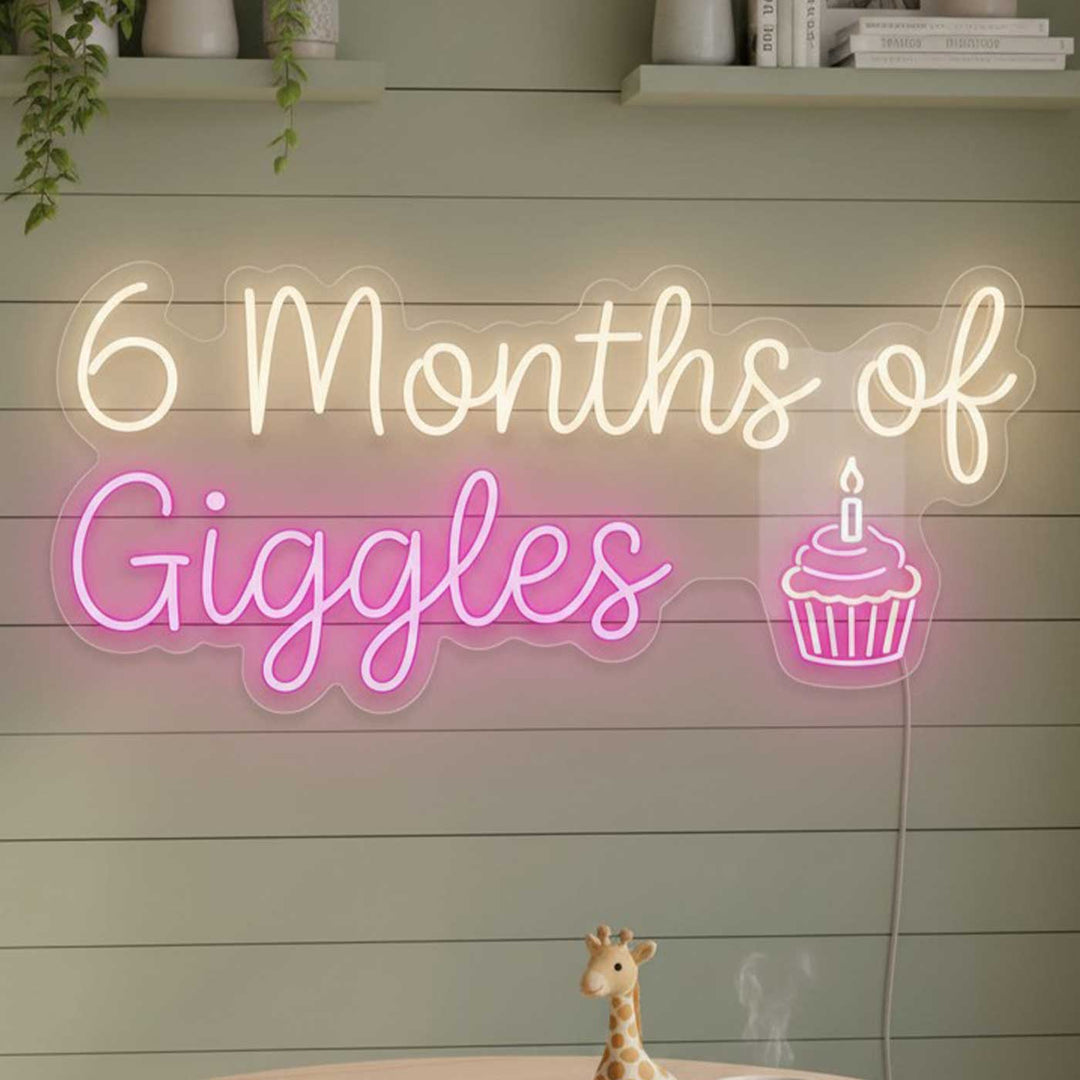 Personalized Handmade Half Birthday Celebration Neon Light With Cupcake Motif