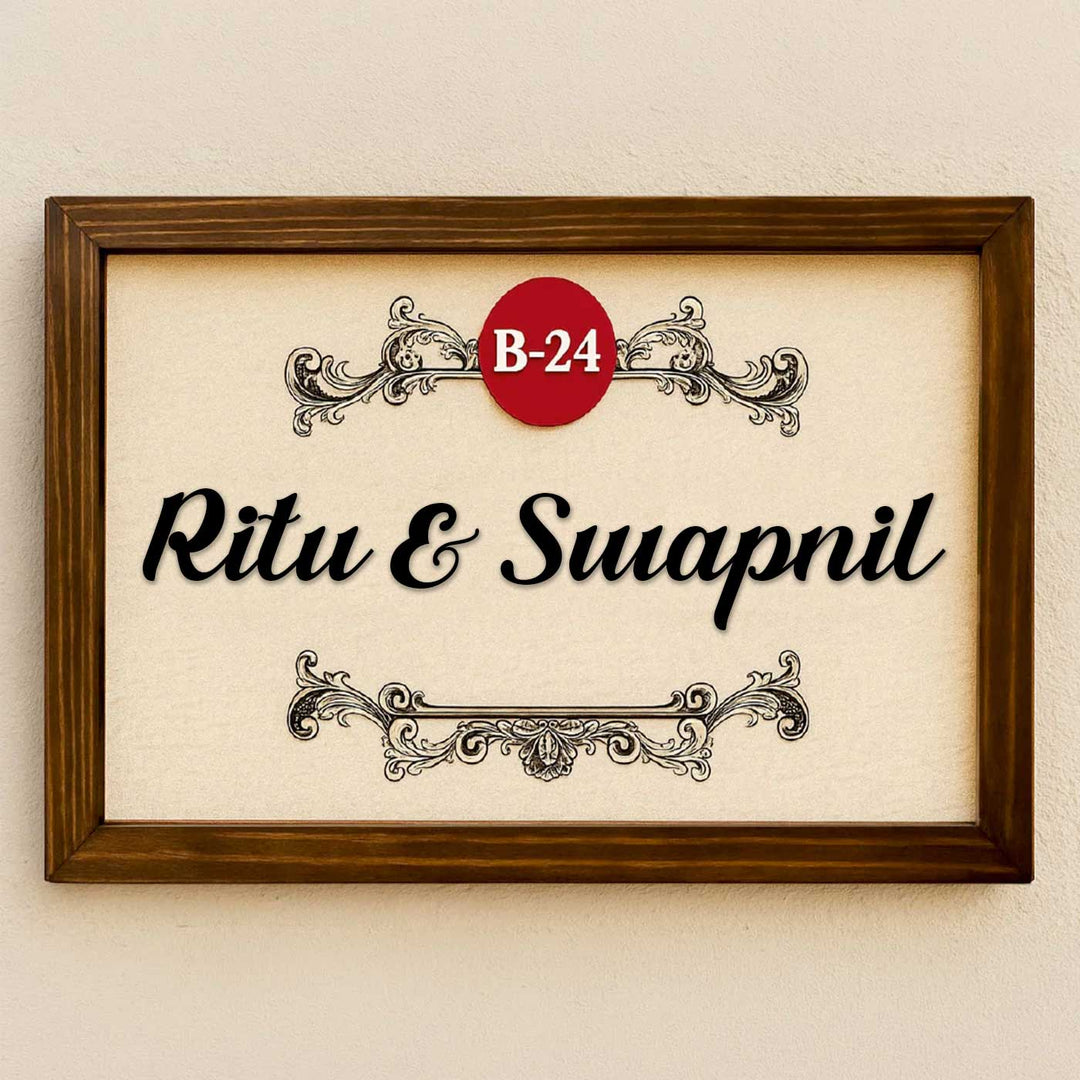 Personalized Geometrica Printed Wooden & Acrylic Name Plate with 3D Letters