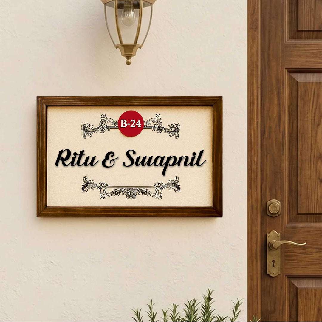 Personalized Geometrica Printed Wooden & Acrylic Name Plate with 3D Letters
