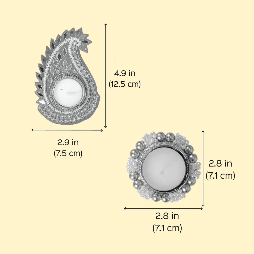 Handmade Multicolor Paisley Tealight Holders | Set Of 7