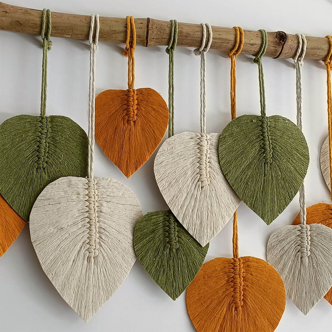 Fall Leaf Wall Hanging with Macrame Techniques