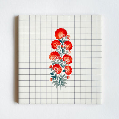 Floral Ceramic Wall Tiles Decor I Set of 2