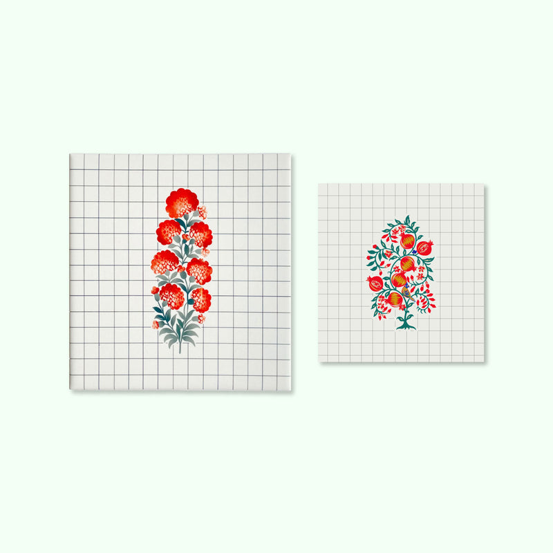 Floral Ceramic Wall Tiles Decor I Set of 2