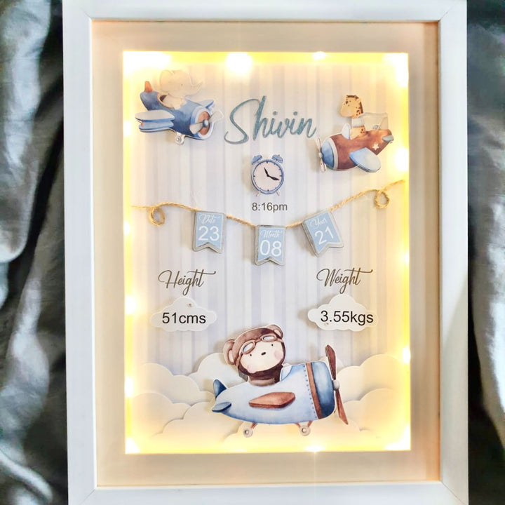 Personalized Kids Shadow Box Frame with Lights