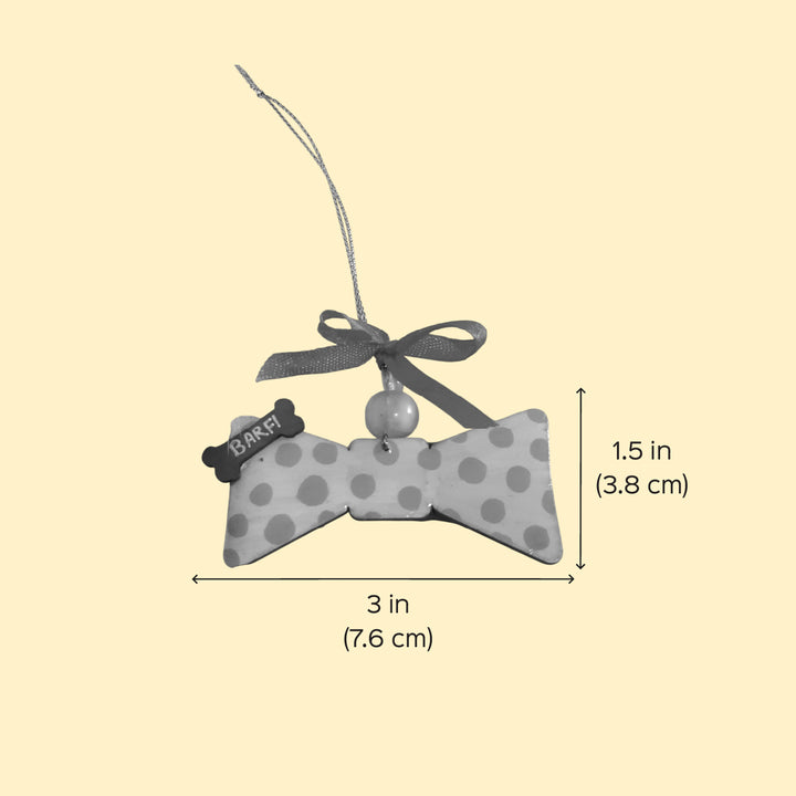 Personalized Polka Dot Dog Bow MDF Wood Ornament For Tree Decoration