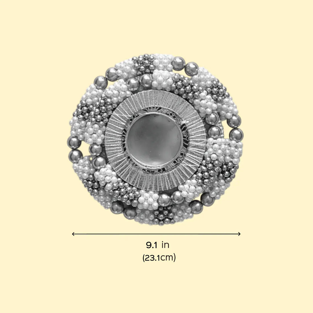 Handmade Gota Patti Yellow Round Geometry Rangoli