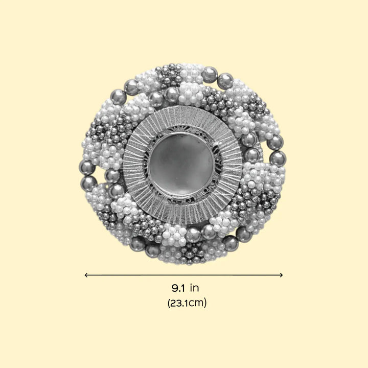 Handmade Gota Patti Yellow Round Geometry Rangoli