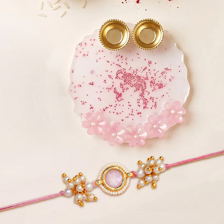 Handmade Resin Tilak Thali & Rakhi Ritual Hamper For Sister
