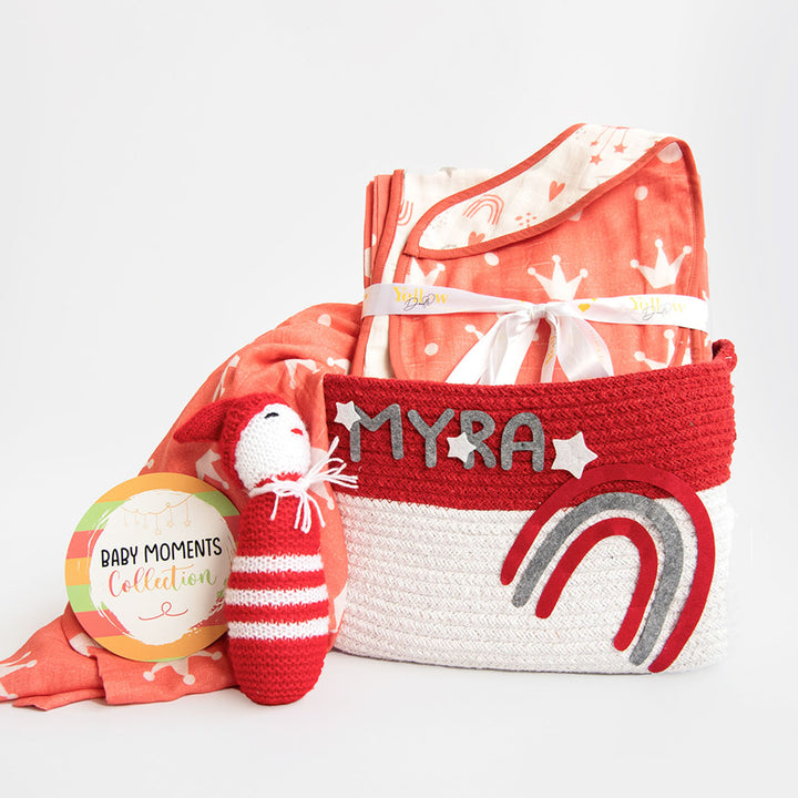 8 Pc | Personalized Crowns Baby Gift Basket | 0-4 Years