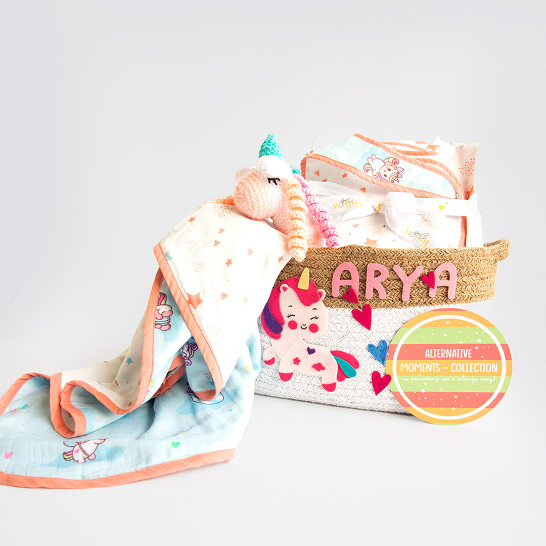 8 Pc | Personalized Fairy Dust Baby Gift Basket | 0-4 Years