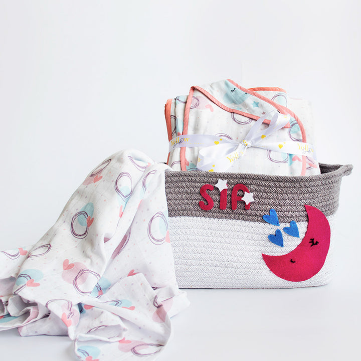 6 Pc | Personalized Circle Of Love Baby Gift Basket | 0-4 Years