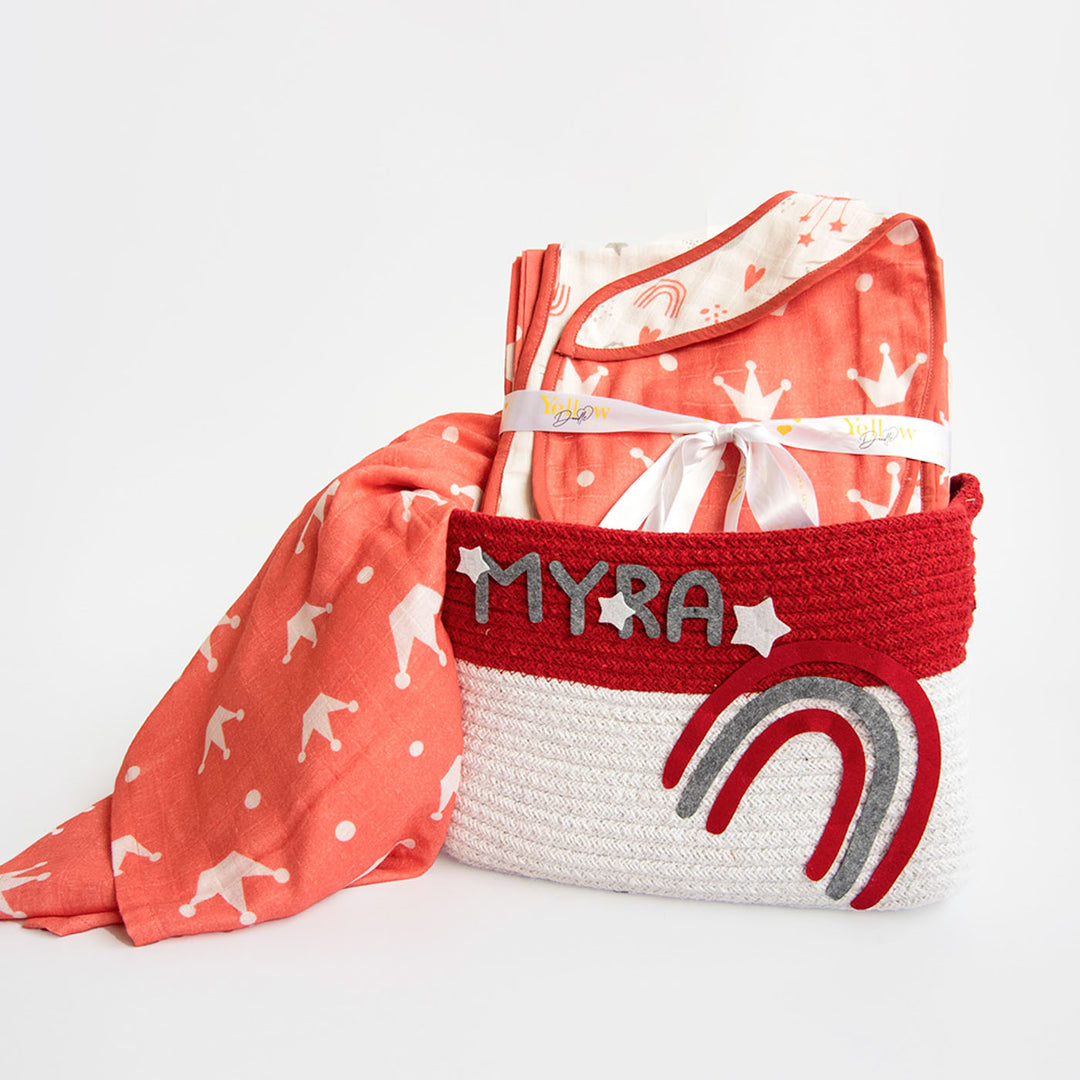 6 Pc | Personalized Crowns Baby Gift Basket | 0-4 Years