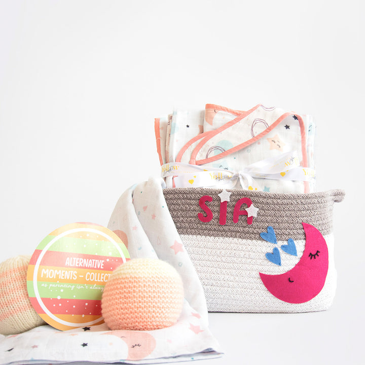 8 Pc | Personalized Space Theme Baby Gift Basket | 0-4 Years