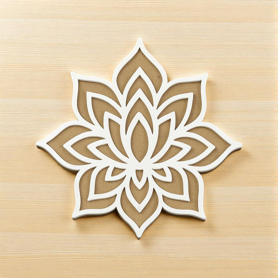 12 Inch | Lotus MDF Wood Reusable Rangoli Stencil