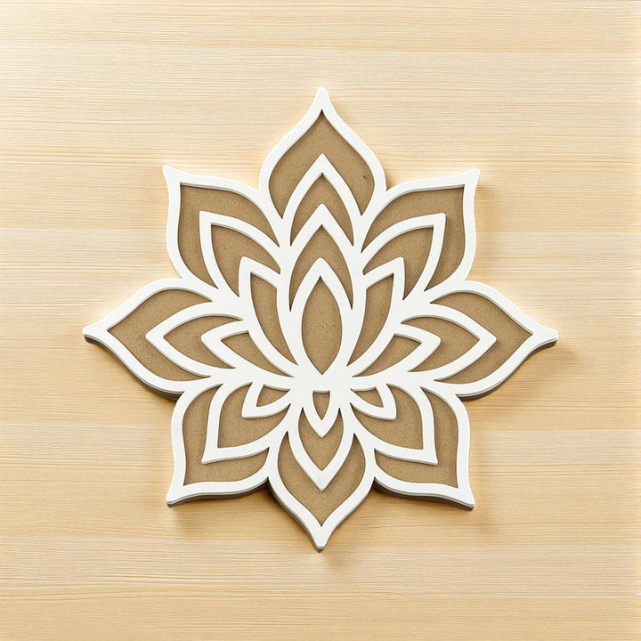 12 Inch | Lotus MDF Wood Reusable Rangoli Stencil