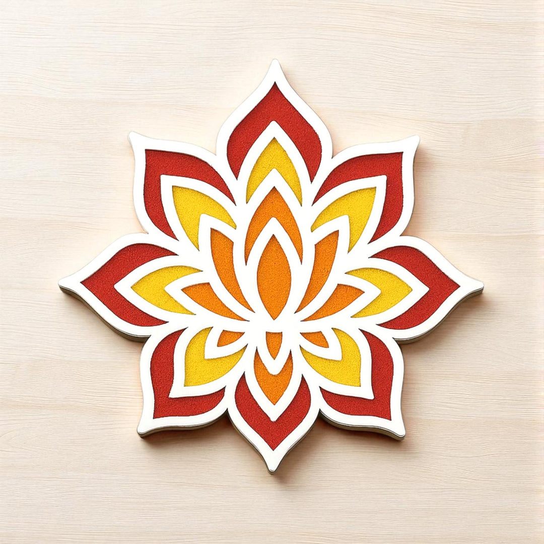 12 Inch | Lotus MDF Wood Reusable Rangoli Stencil