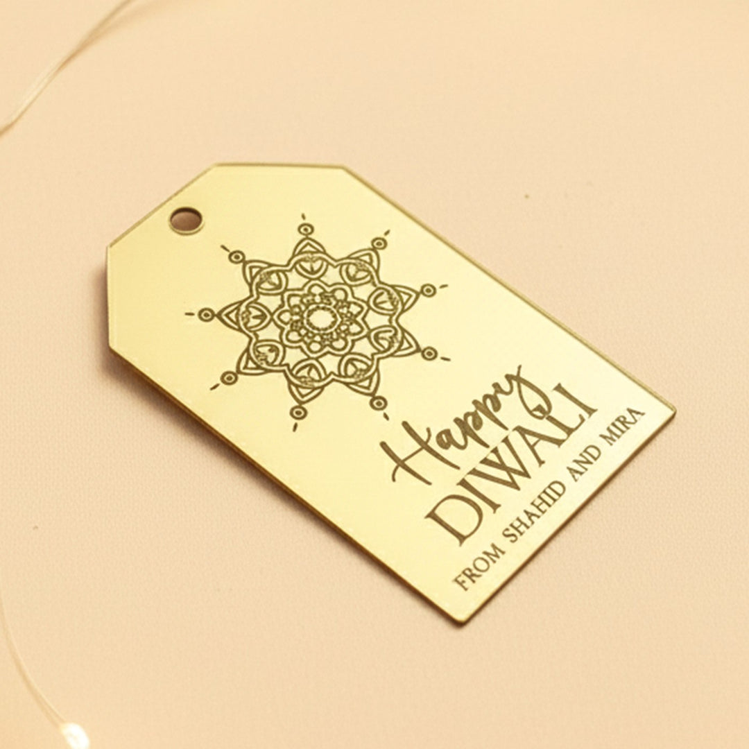 Personalized Engraved Acrylic Diwali Gift Tags | Set Of 10