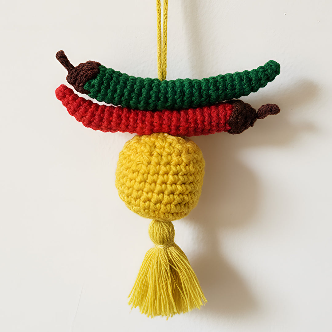 Handmade Crochet Nimbu Mirchi Hanging