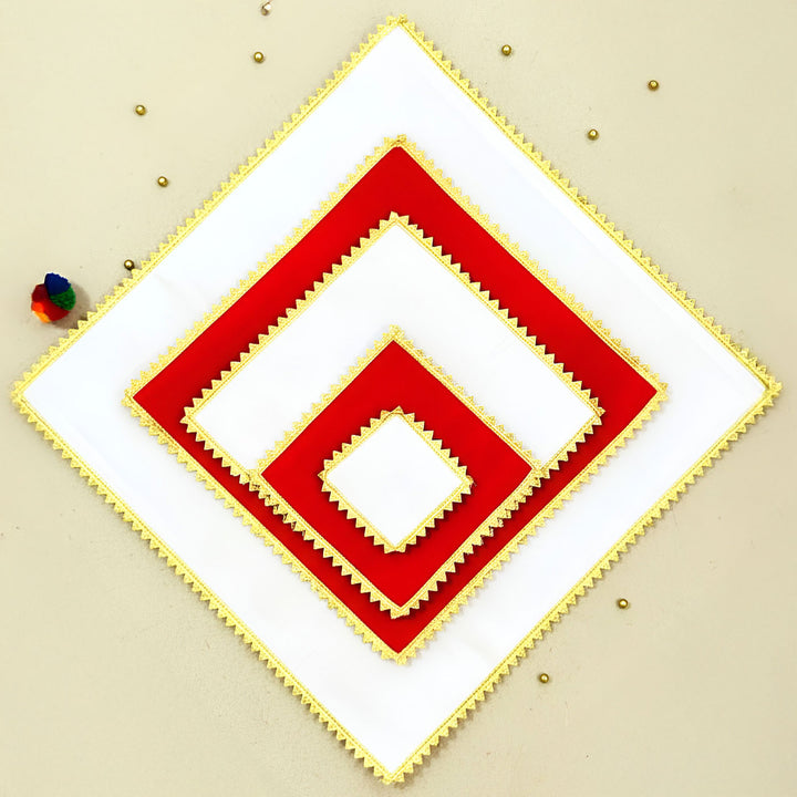 Handmade Square Raw Silk Pooja Asan/Rangoli Mat | Set Of 4