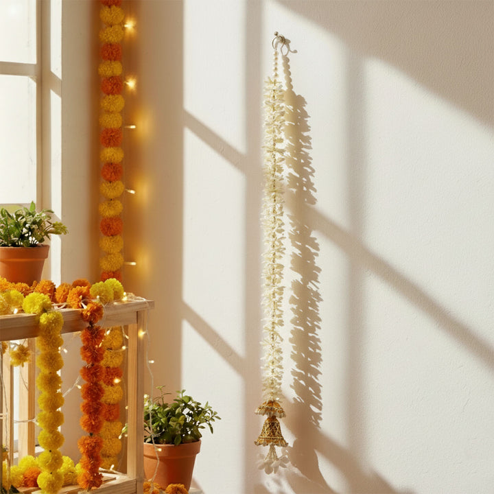 Handmade Realistic White & Golden Floral Hanging