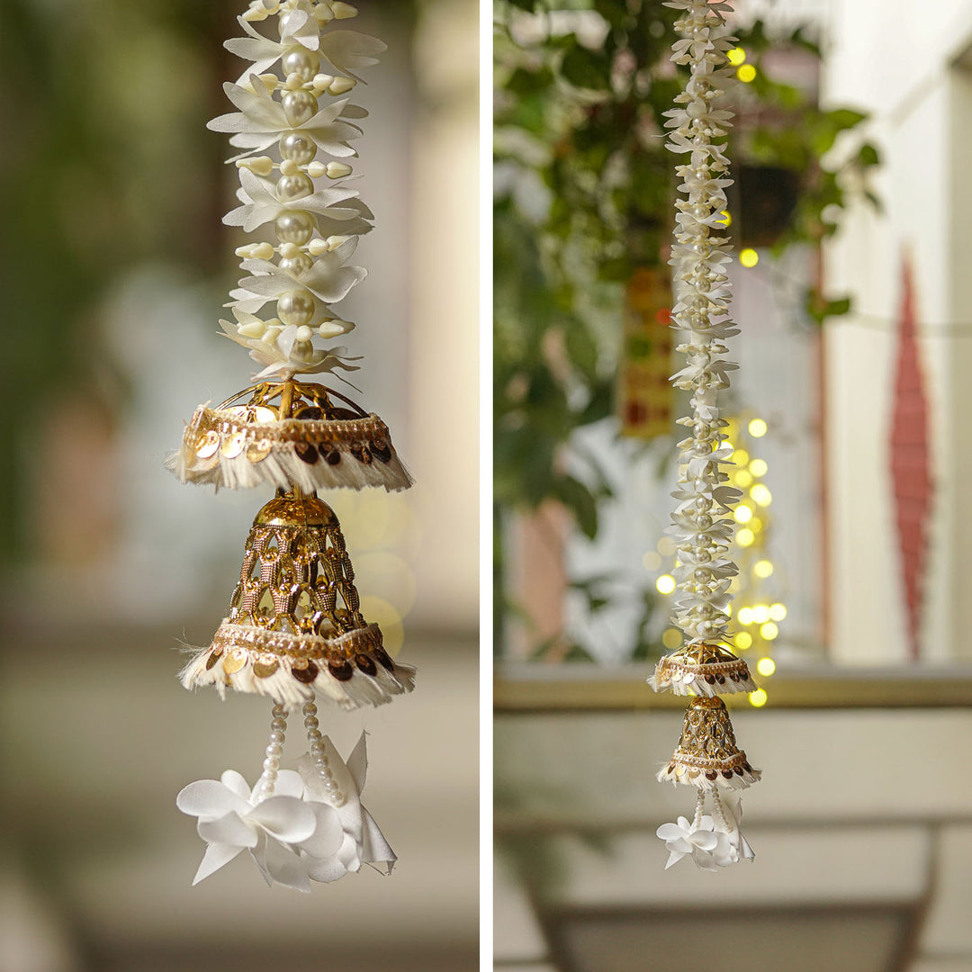 Handmade Realistic White & Golden Floral Hanging