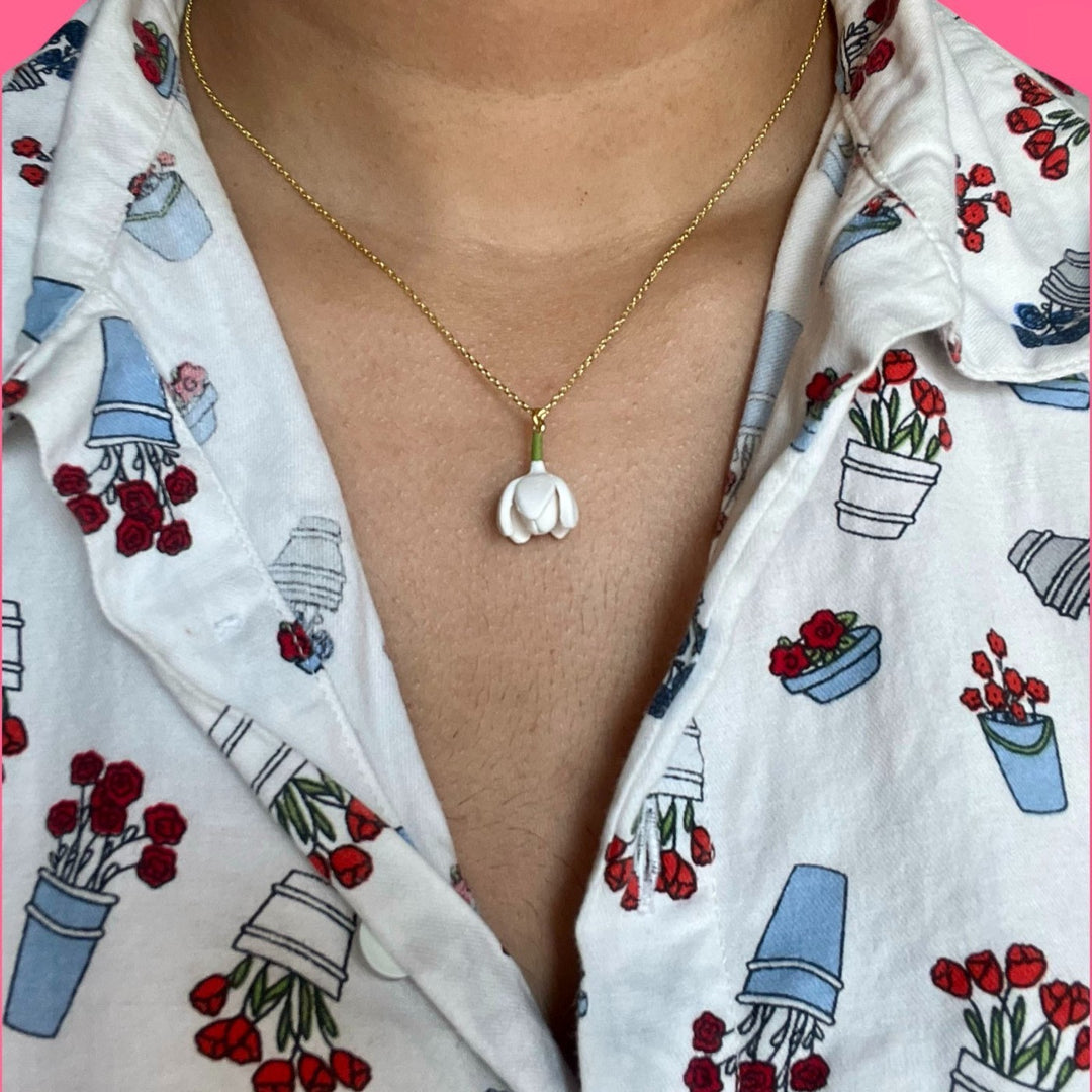 Handmade Polymer Clay Mogra Flower Pendant