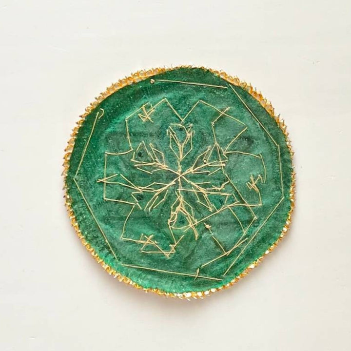 Handmade Gota Patti Green Star Design Rangoli