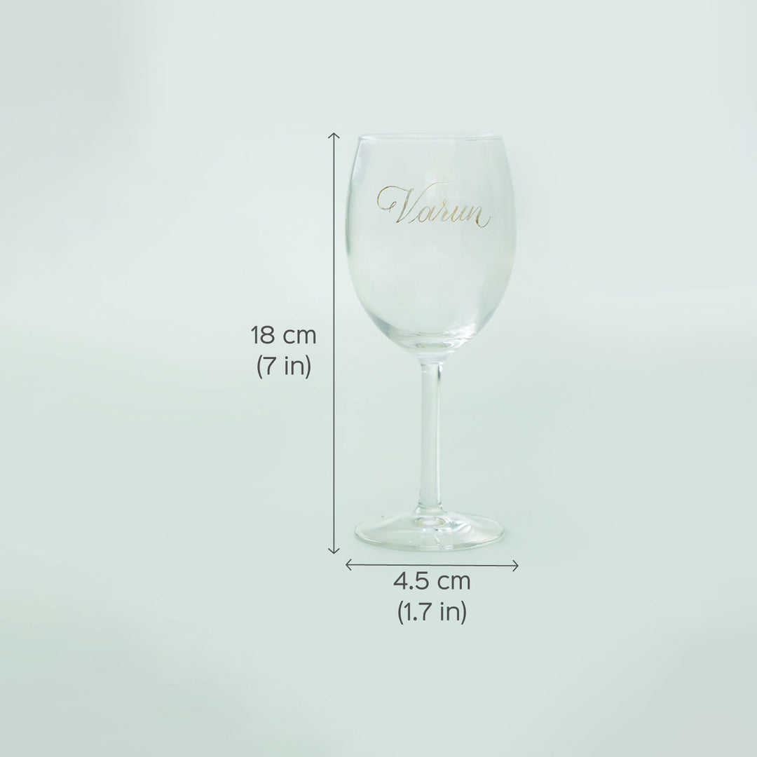Buy Personalized Wine Glass with Calligraphy Lettering Online On Zwende