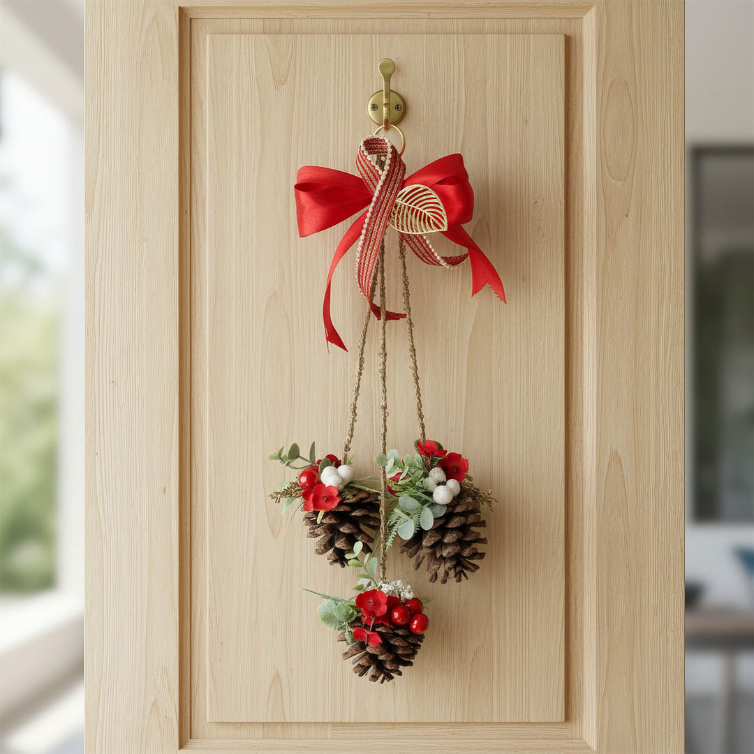 Handmade Pinecone Trio Hanging For Christmas Decoration