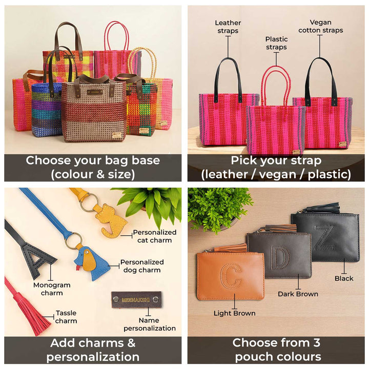 Multicolour Checks Handmade Wire Koodai Tote Bag