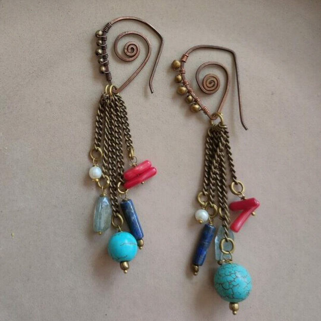 Handmade Wire Wrapped Brass Earrings