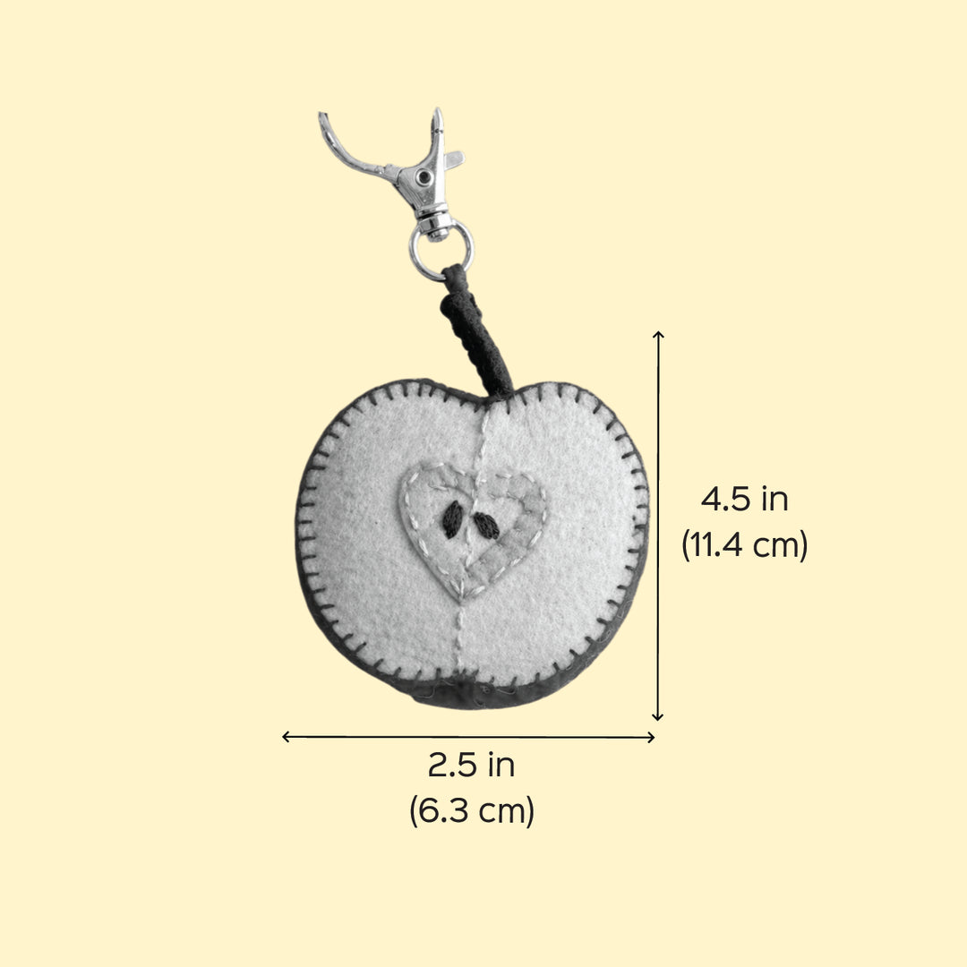 Juicy Sliced Apple Hand-Embroidered Keychain/Bag Charm
