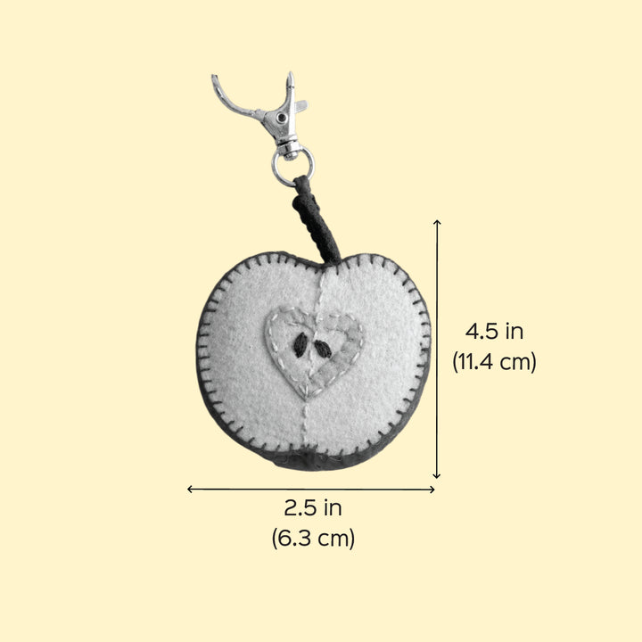 Juicy Sliced Apple Hand-Embroidered Keychain/Bag Charm