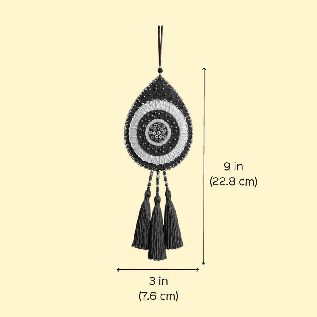 Hand-Embroidered Pink Evil Eye Hanging