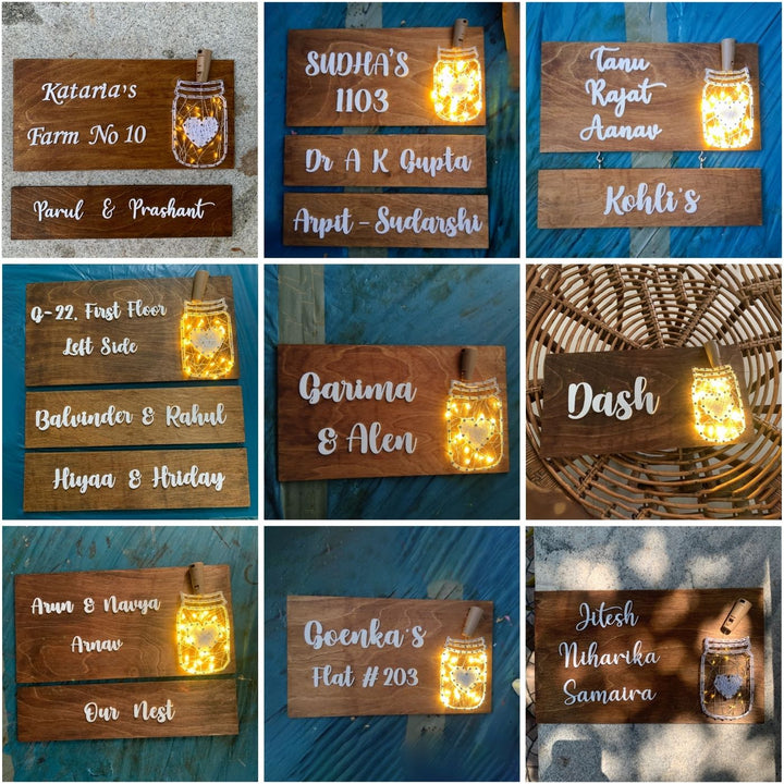 String Art Mason Jar Nameplate - White Flowers