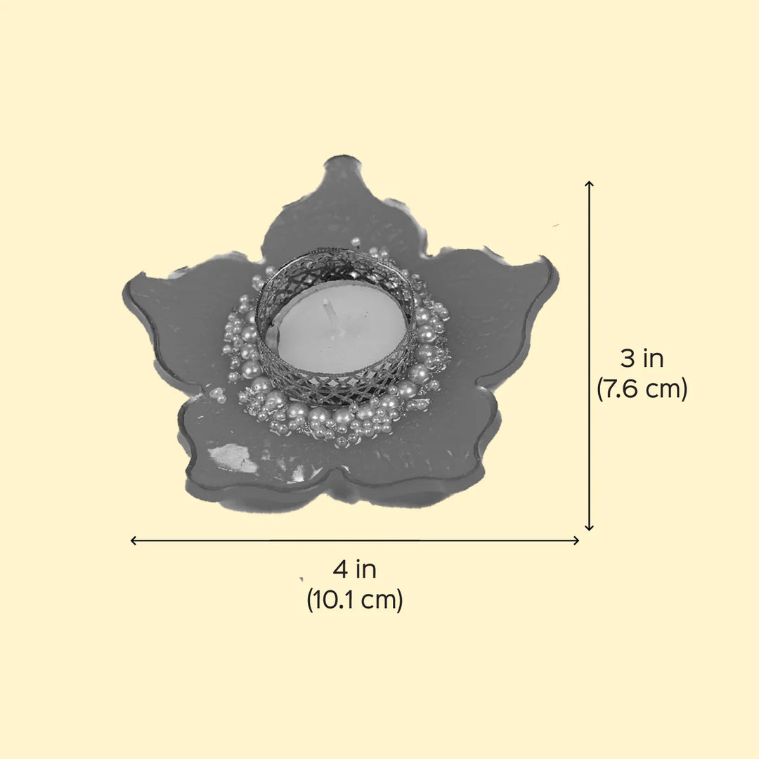 6 Pc | Handmade Elegant Flower Resin Tealight Holder