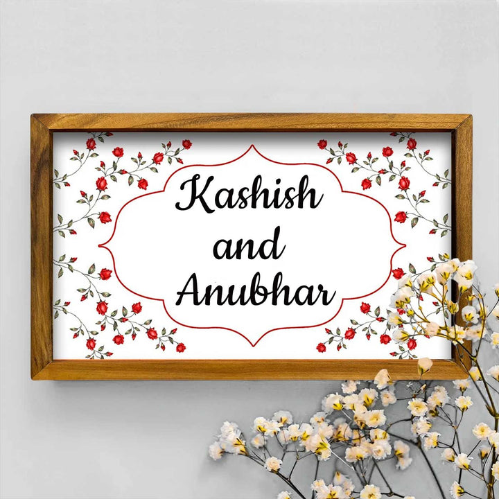 Personalized 3D Floral Theme Mdf Wood Name Plate