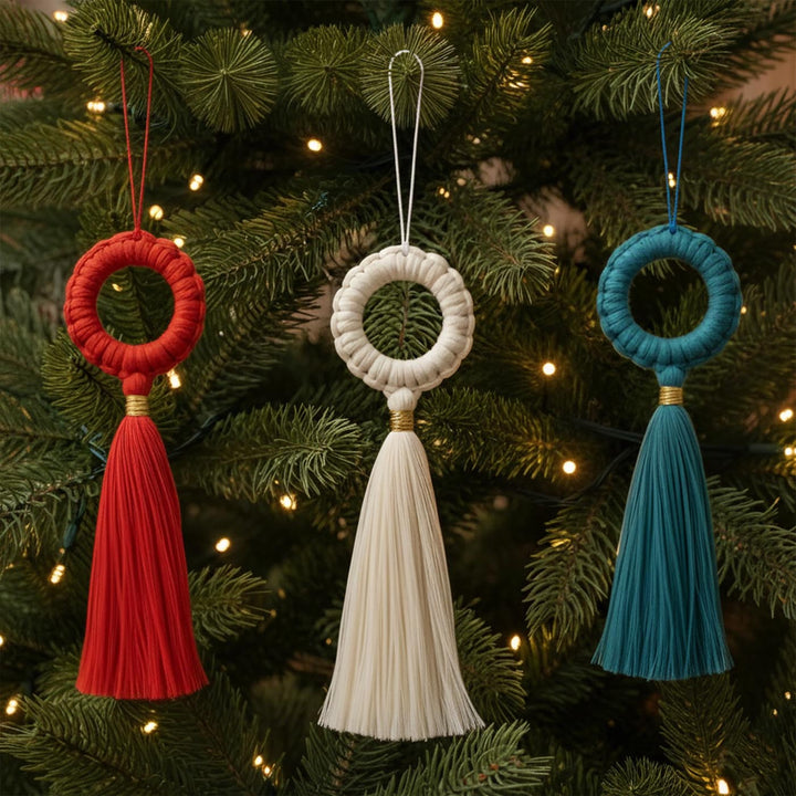 3 Pc | Handmade Macrame Ornaments For Christmas Decoration