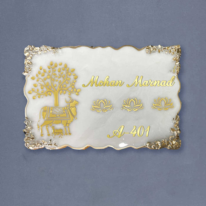 Personalized Kamadhenu Theme Resin Name Plate