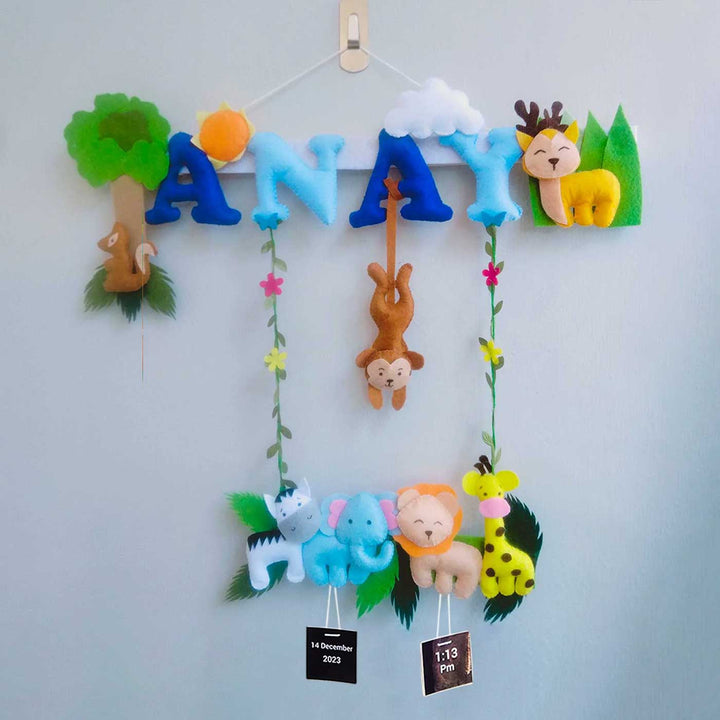 Personalized Jungle Theme Felt Kids Name Plate
