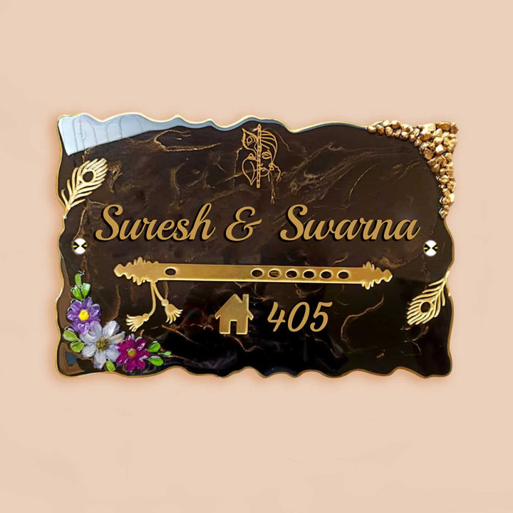 Personalized Flute Theme Resin & Acrylic Waterproof Name Plate