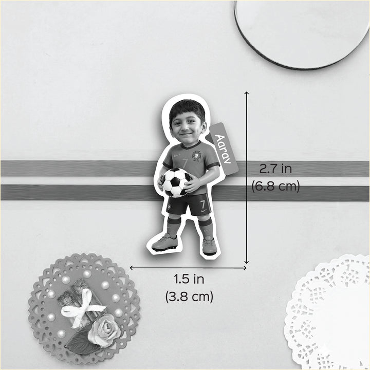 Photo Personalized Handmade Reusable Caricature Football Mdf Wood Kids Rakhi With Roli Chawal