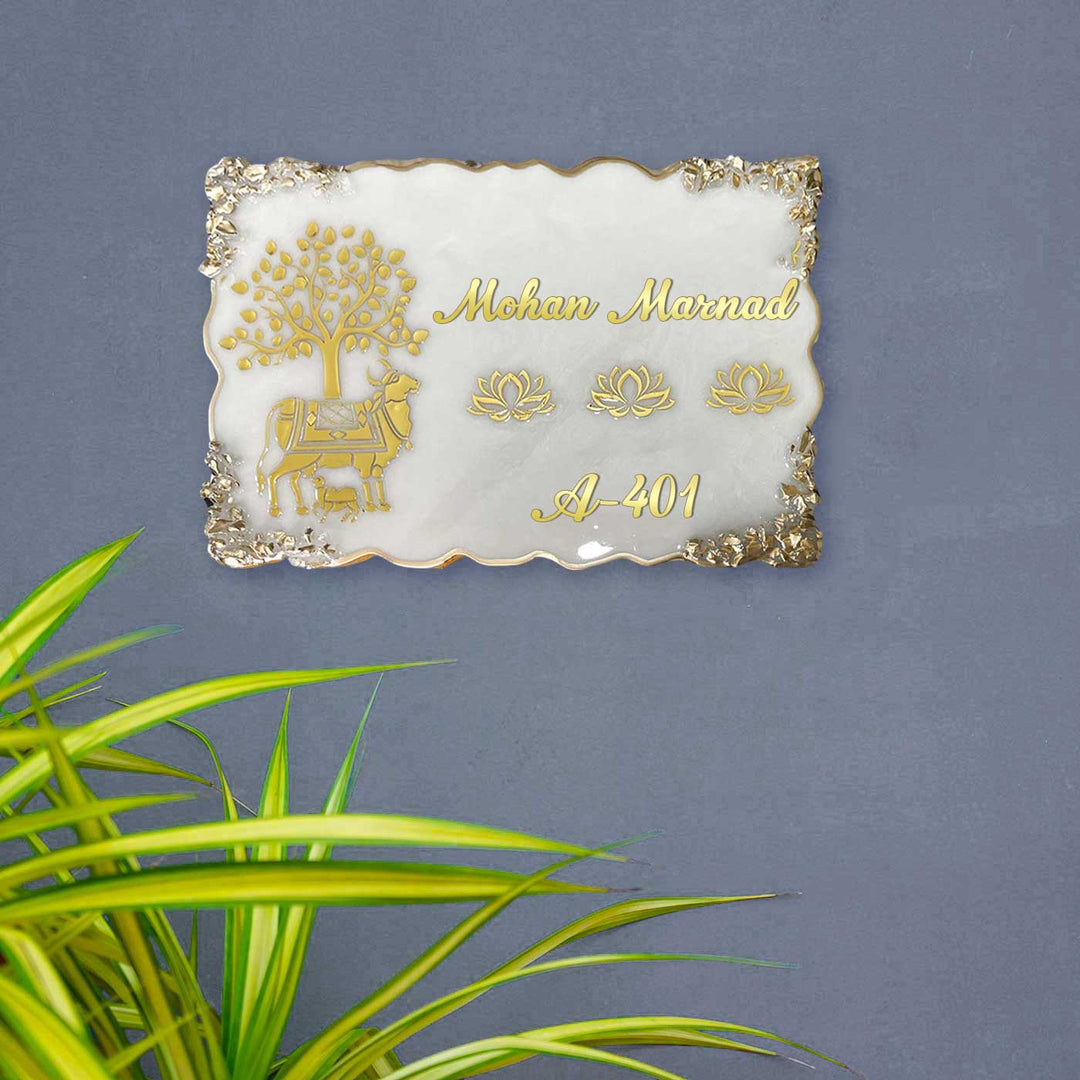 Personalized Kamadhenu Theme Resin Name Plate
