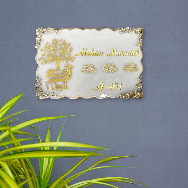 Personalized Kamadhenu Theme Resin Name Plate