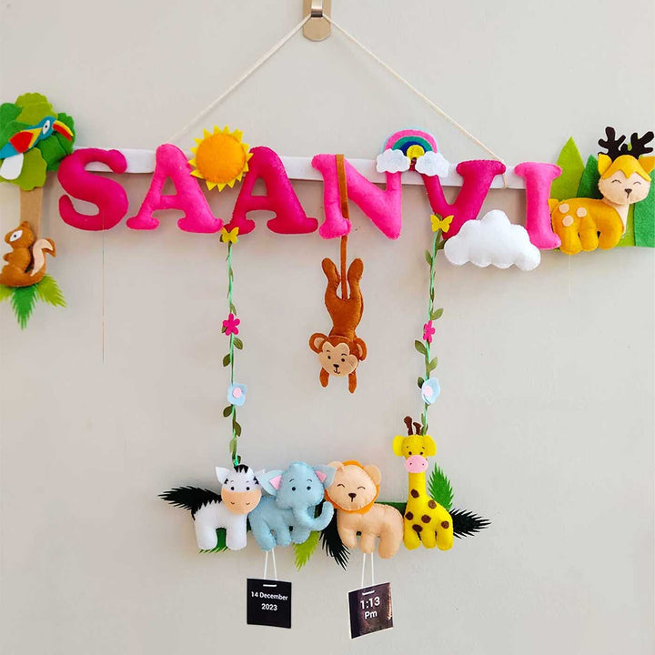 Personalized Jungle Theme Felt Kids Name Plate