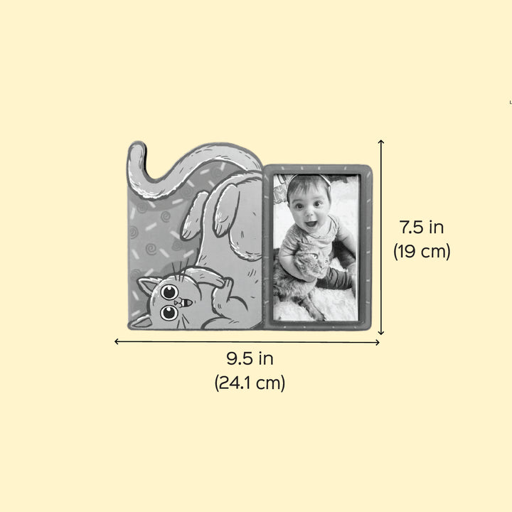 Quirky Upside Down Cat MDF Photo Frame
