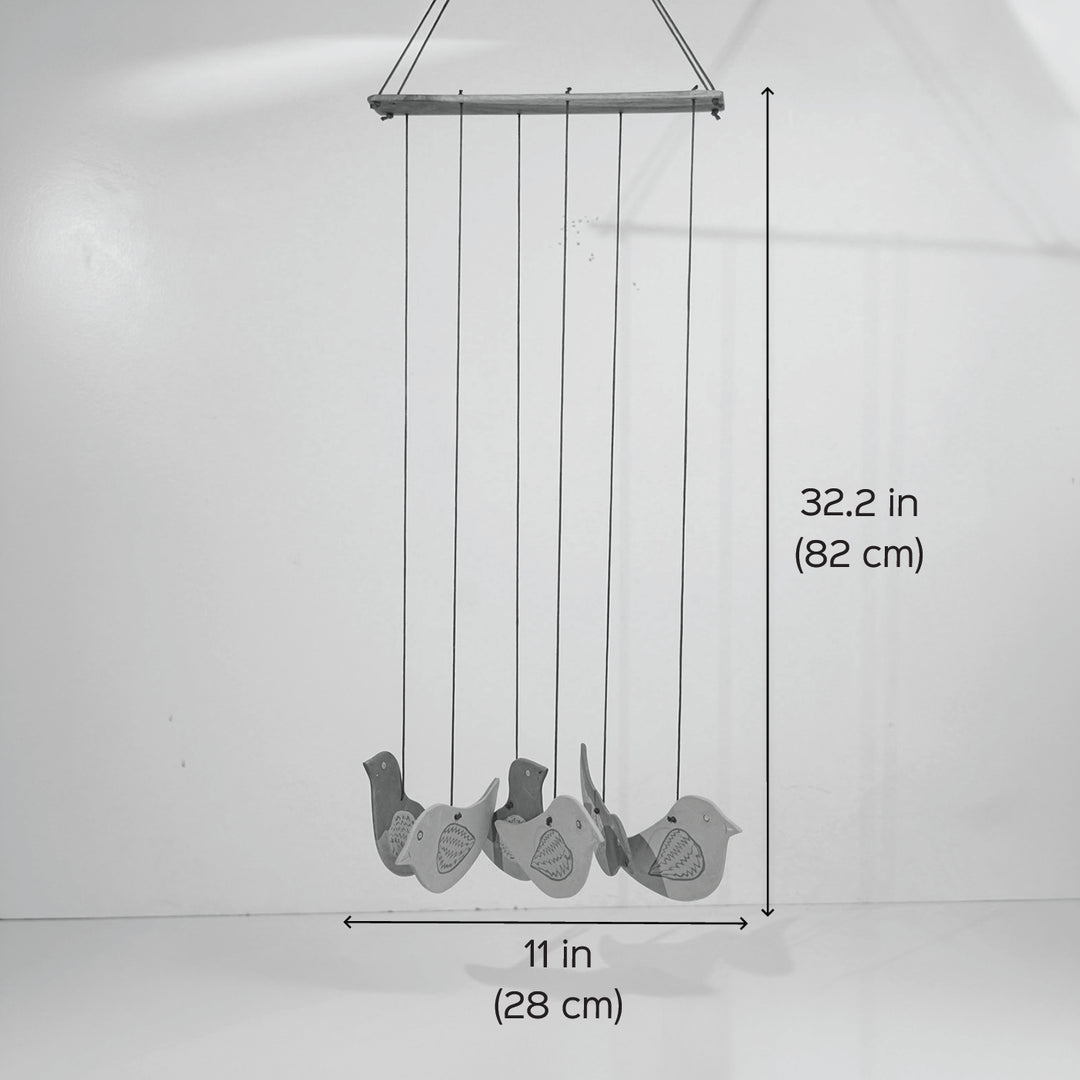 Handmade Nerikomi Ceramic Blue & Orange Bird Windchime