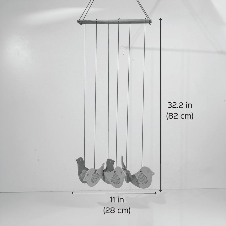 Handmade Nerikomi Ceramic Blue & Orange Bird Windchime