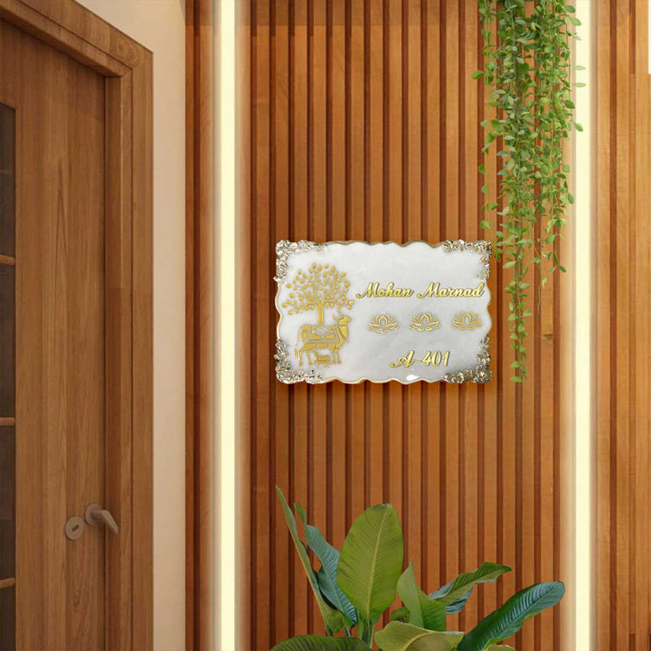 Personalized Kamadhenu Theme Resin Name Plate